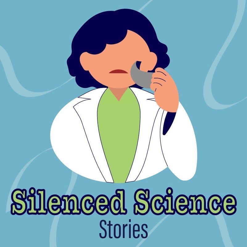 Cartoon doctor with dark blue hair in a white coat and green shirt, holding a gray phone to the ear on a blue background.